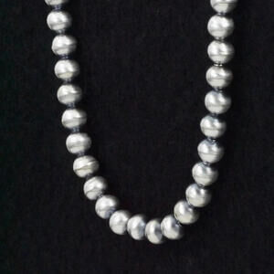 Handmade Navajo Pearl Necklace- 14" 6mm Round Pearls by Bryannen Halwood